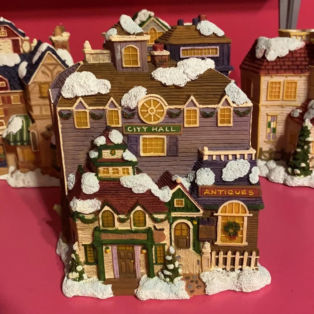 Christmas Village Buildings Library Dr Office Inn Church Mercantile City Hall - Picture 5 of 7